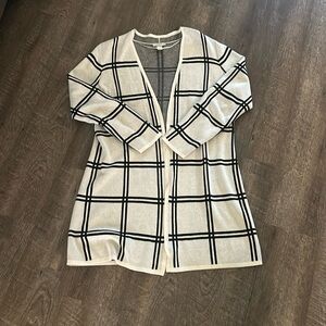 Loft Black and Off-white Duster Sweater